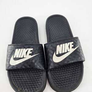 Nike 7 slides sandals slip on womens black gym workout